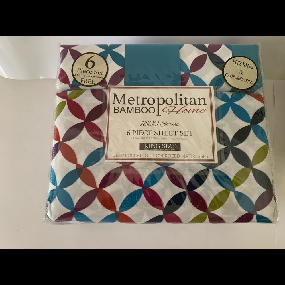King Six Piece Sheet Set 1800 Deep Pocket Geometry